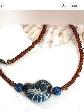 Coastal Ceramic Nautilus Beaded Necklace